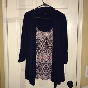 Naïf 2x top with 3/4 ruched Sleeve coverup look